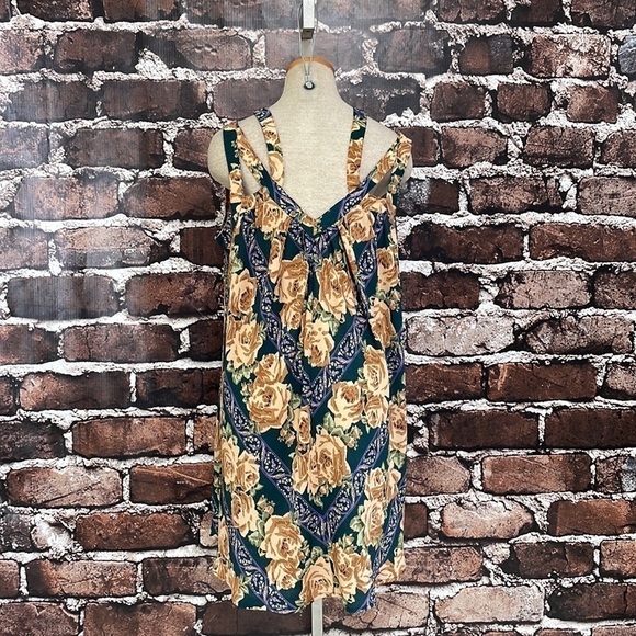 Umgee Dress Floral Cold Shoulder Green Brown Tan Size Small - Picture 13 of 15